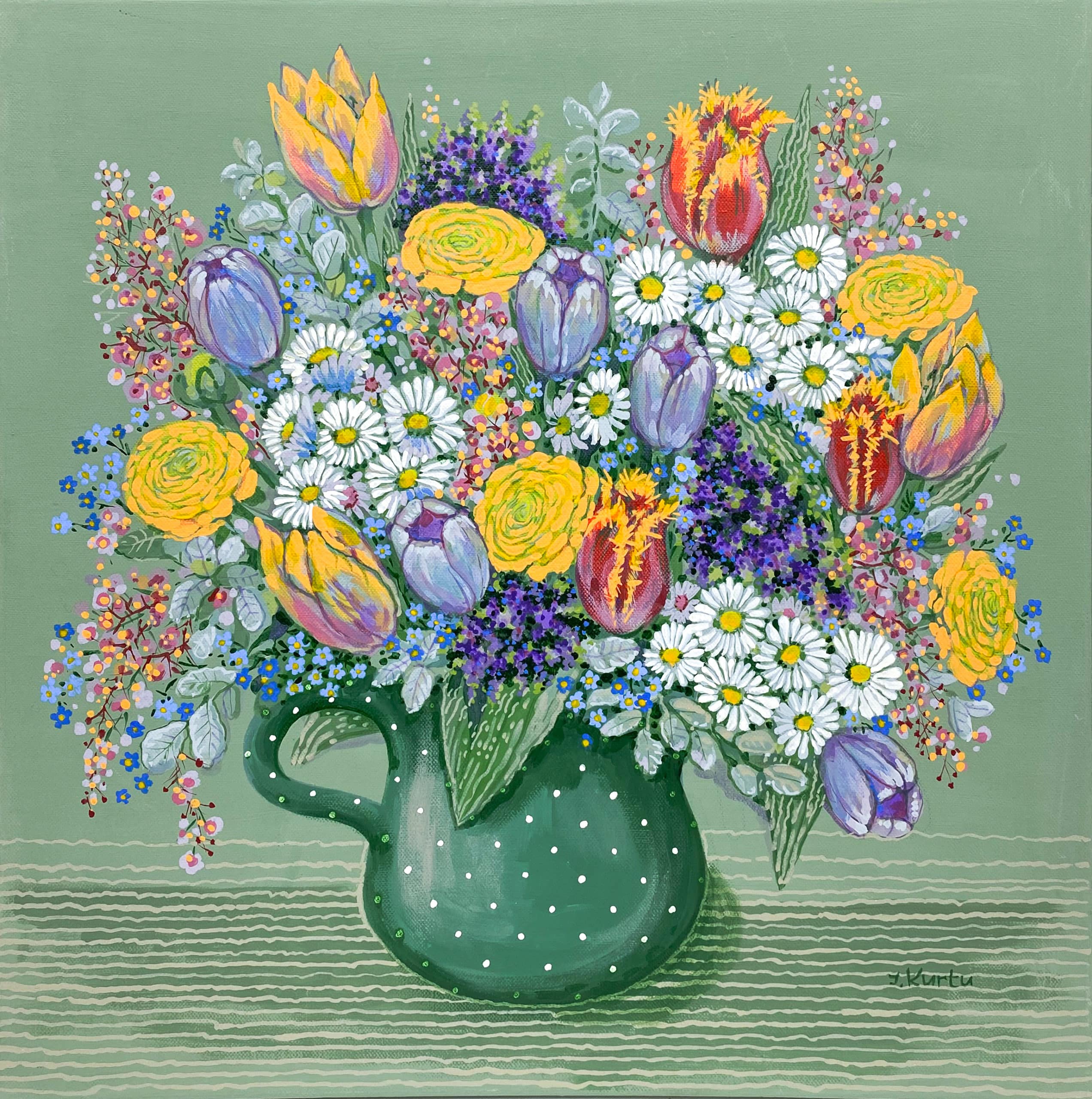 Blühender Blumenstrauß auf grün II Blühender Blumenstrauß auf grün II – Bild 1