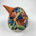 Bemalter Vogel-Windlicht mit bunten Blumen 2 – Bild 2