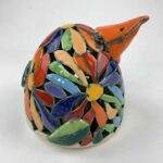 Bemalter Vogel-Windlicht mit bunten Blumen 2 – Bild 5