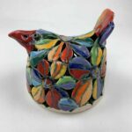 Bemalter Vogel-Windlicht mit bunten Blumen 1 – Bild 2