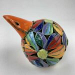 Bemalter Vogel-Windlicht mit bunten Blumen klein – Bild 2