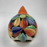 Bemalter Vogel-Windlicht mit bunten Blumen klein – Bild 3