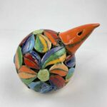 Bemalter Vogel-Windlicht mit bunten Blumen klein – Bild 4