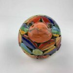 Bemalter Vogel-Windlicht mit bunten Blumen klein – Bild 5