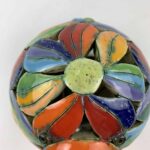 Bemalter Vogel-Windlicht mit bunten Blumen klein – Bild 7