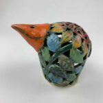 Bemalter Vogel-Windlicht mit bunten Sonnenblumen klein – Bild 2