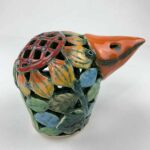 Bemalter Vogel-Windlicht mit bunten Sonnenblumen klein – Bild 4