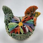 Bemalter Huhn-Windlicht mit bunten Blumen – Bild 4