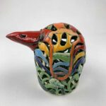 Bemalter Vogel-Windlicht mit bunten Tülpenblüten klein – Bild 2