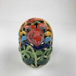 Bemalter Vogel-Windlicht mit bunten Tülpenblüten klein – Bild 5