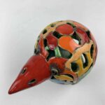 Bemalter Vogel-Windlicht mit bunten Tülpenblüten klein – Bild 7