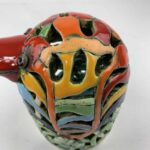 Bemalter Vogel-Windlicht mit bunten Tülpenblüten klein – Bild 8