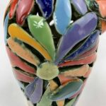 Bemalter Vogel-Windlicht mit bunten Kamillenblüten klein – Bild 8