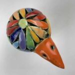 Bemalter Vogel-Windlicht mit bunten Kamillenblüten klein – Bild 7