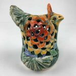 Bemalter Huhn-Windlicht mit bunten Rosenblumen klein – Bild 4