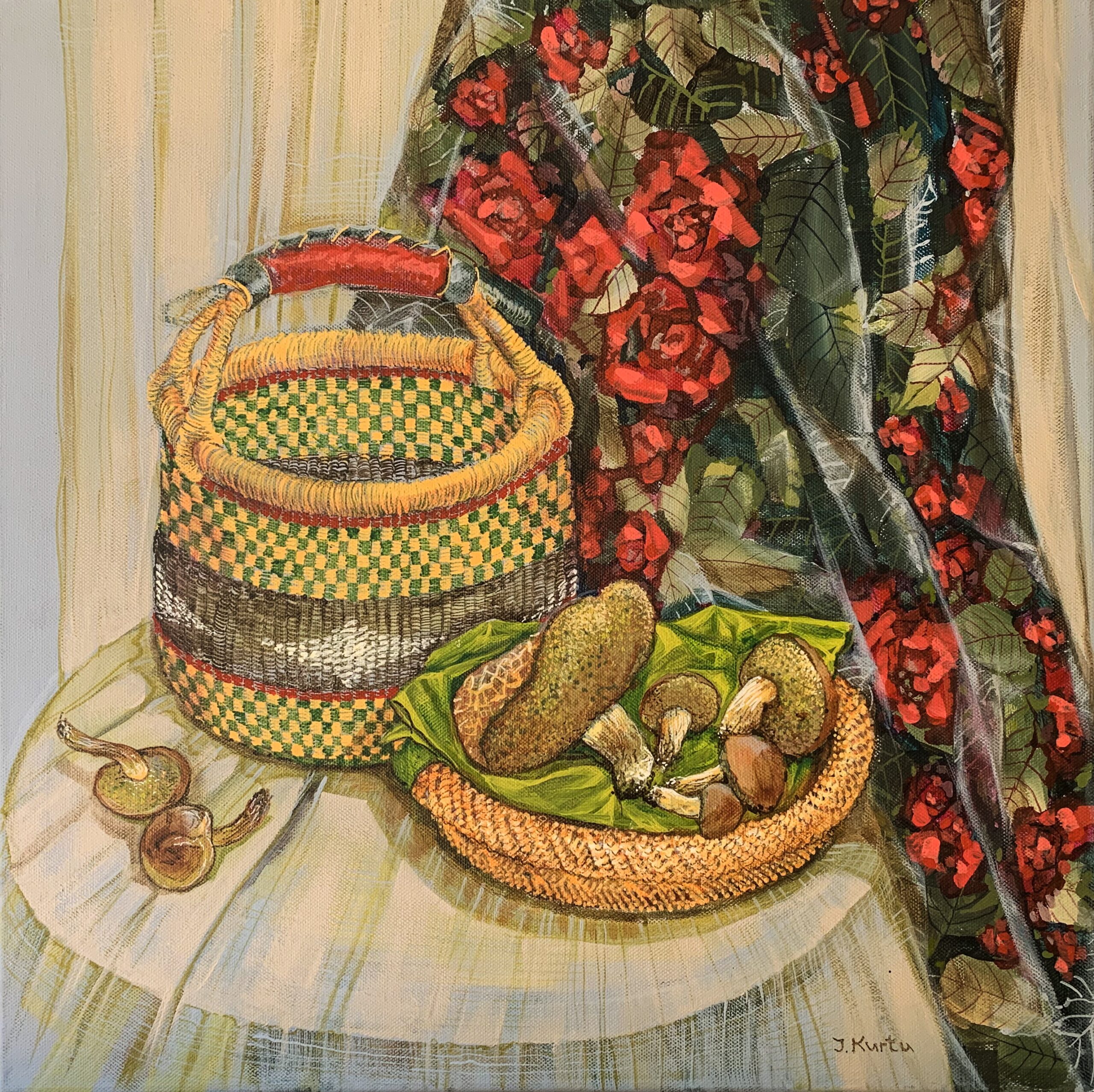 Stillleben Pilze in zwei Körben - Vollansicht Stillleben Pilze in zwei Körben – Bild 1