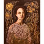 Dame mit Sonnenblumen