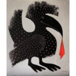 Schwarzer Rabe mit rotem Tuch