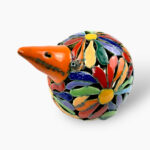 Bemalter Vogel-Windlicht mit bunten Blumen 3