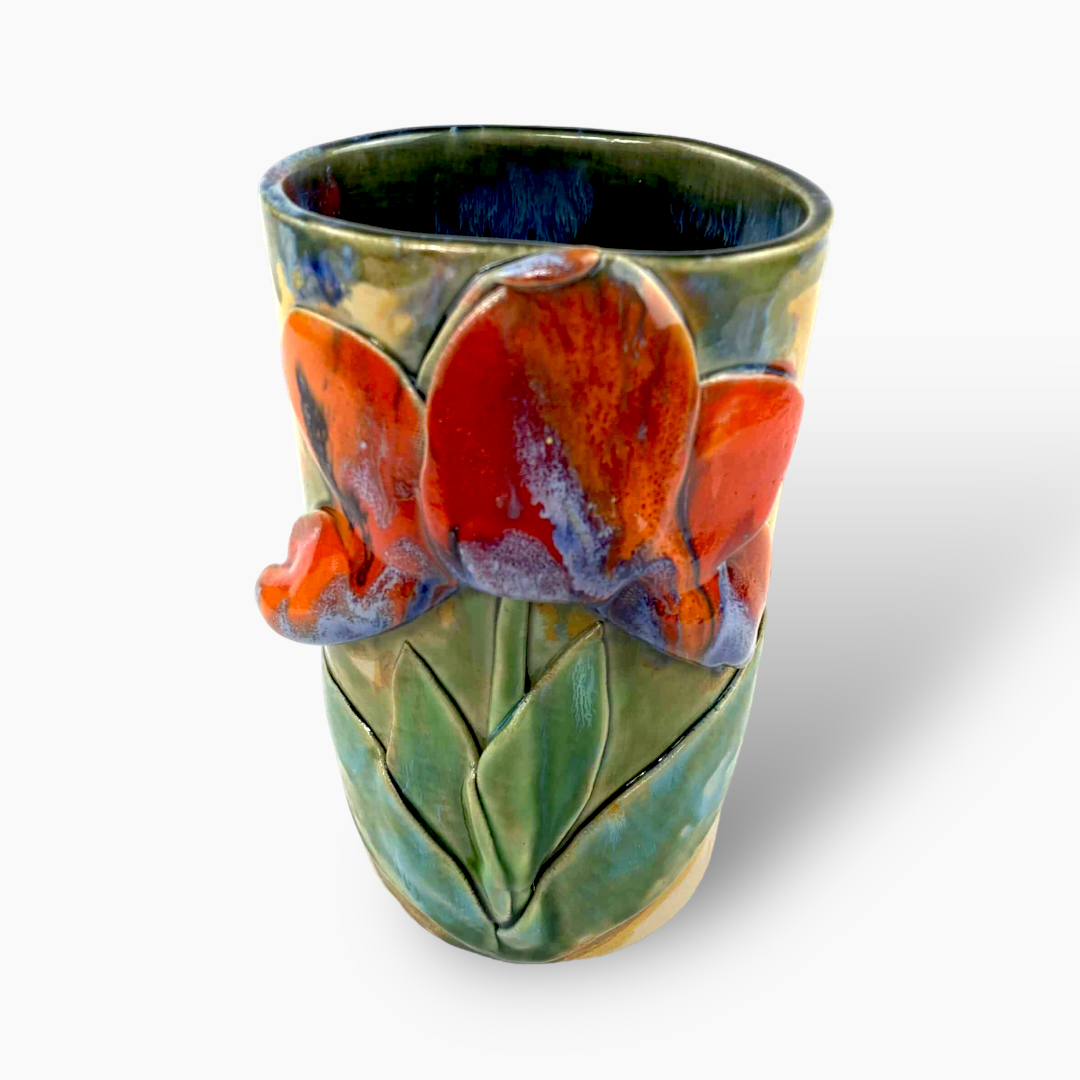 keramik_007_20231112_183854 Kleine Vase mit Tulpe – Bild 1