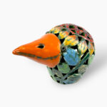 Bemalter Vogel-Windlicht mit bunten Sonnenblumen klein