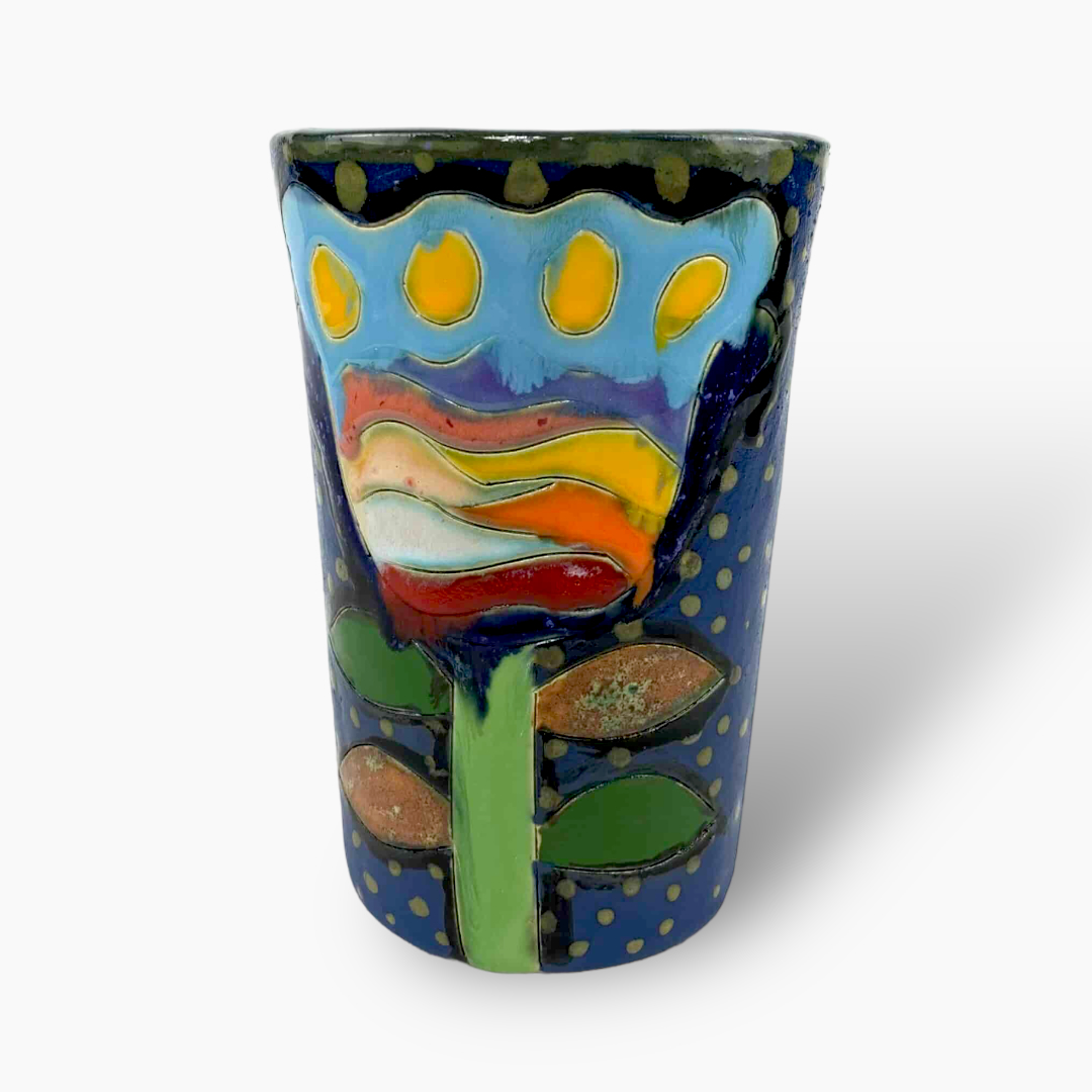 keramik_025_20231112_183854 Kleine Vase mit Blume – Bild 1