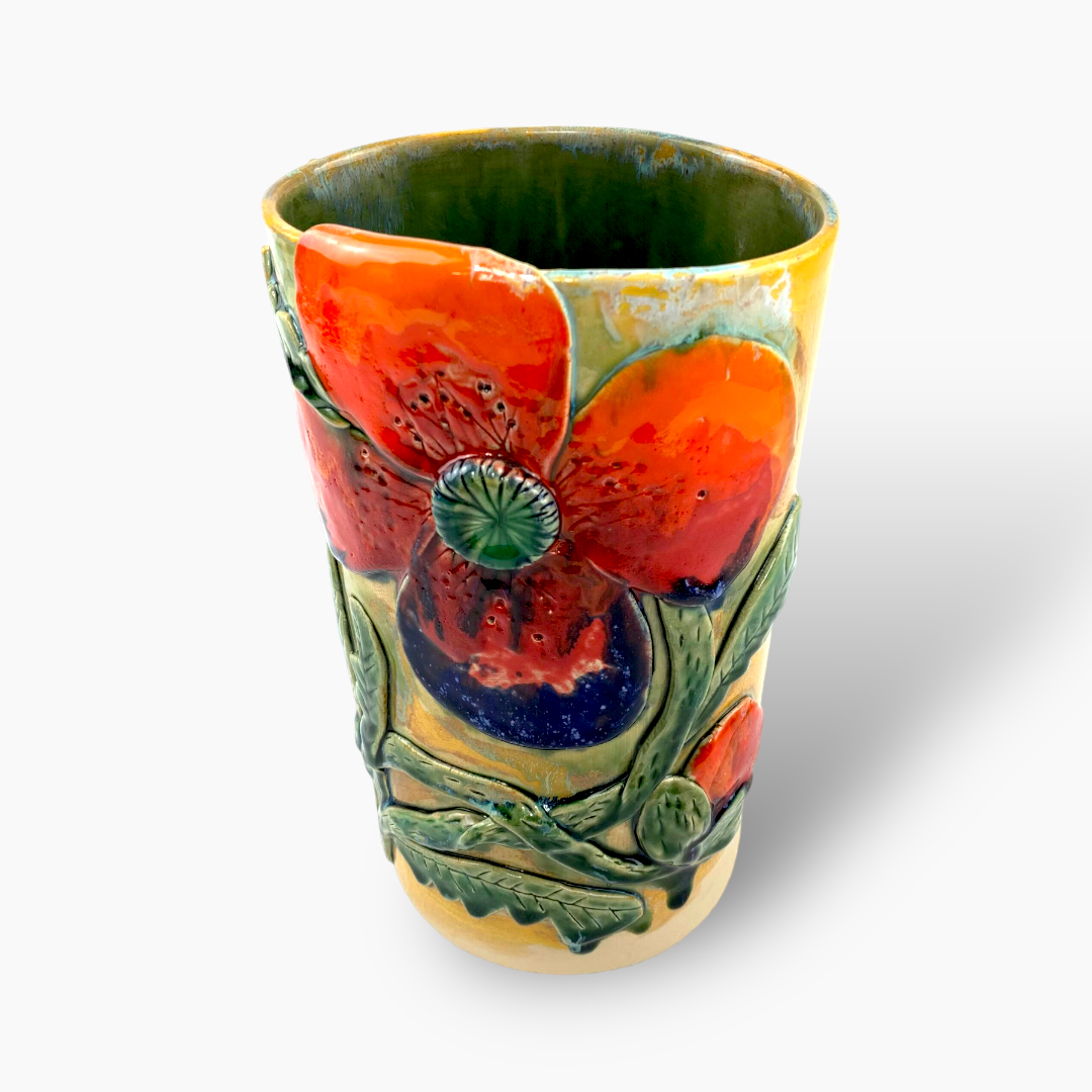 keramik_043_20231112_183854 Vase mit Mohnblume – Bild 1