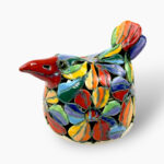 Bemalter Vogel-Windlicht mit bunten Blumen 1